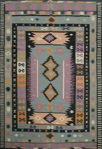 Vibrant Kilim Area Rug 8x10 with Bold Tribal Accents