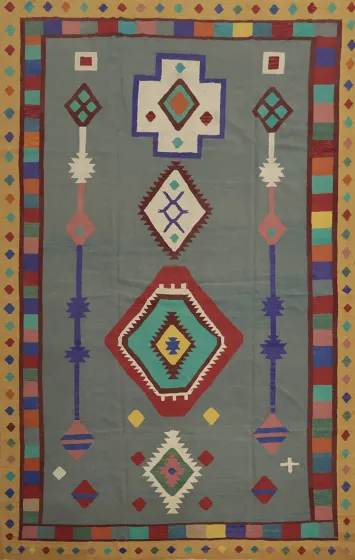 Geometric Kilim Turkish Large Rug 10x15
