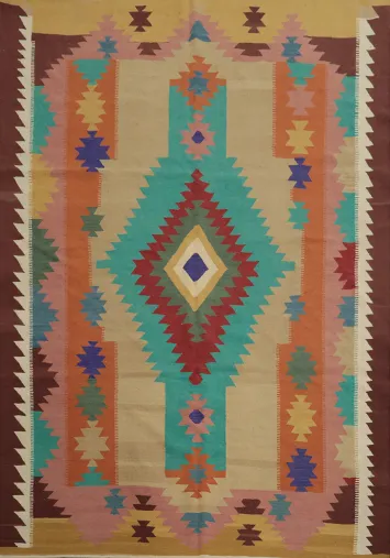 Vibrant Tribal Kilim Area Rug 8x10 Elevates Any Living Space