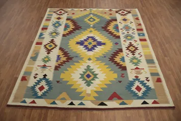 Vibrant Kilim Area Rug 8x10 with Geometric Patterns