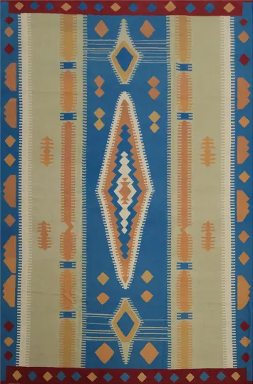 Geometric Kilim Turkish Large Rug 12x15