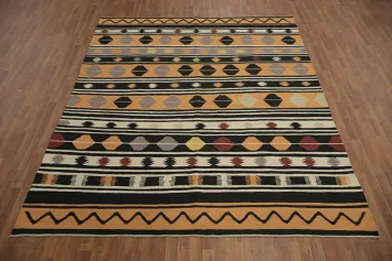 Striped Wool Kilim Turkish Area Rug 8x10