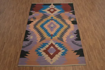 Colorful Southwest Kilim Area Rug 8x13 Enhancing Any Room's Aesthetic