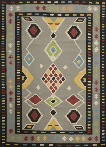 Bold Geometric Eye-Catching Kilim Area Rug 8x10