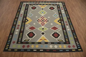 Bold Geometric Eye-Catching Kilim Area Rug 8x10