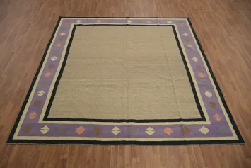 Modern Square Minimalist Kilim Area Rug 10x10