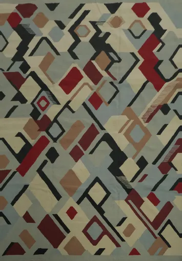Modern Kilim Area Rug 8x10 Unique Abstract Geometric Design