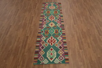 Bright and Bold Kilim Runner Rug 3x10 Perfect for Hallways