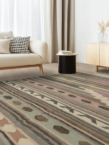 Artistic Pastel Kilim Area Rug 8x10 with Tribal Influence Patterns