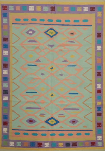 Pastel & Bold Shapes in an Artistic Kilim Area Rug 8x11