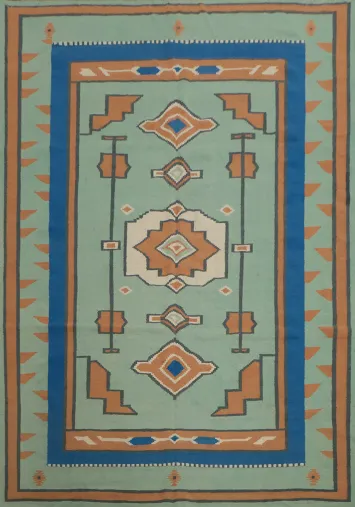 Handcrafted Kilim Area Rug 8x10 Featuring Bold Geometric Designs