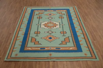 Handcrafted Kilim Area Rug 8x10 Featuring Bold Geometric Designs