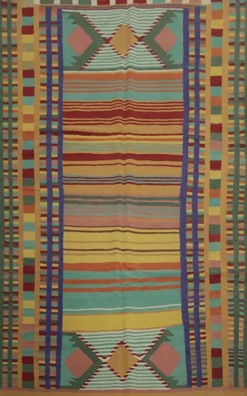 Colorful Bohemian Stripe Kilim Area Rug 7x10 for Chic Interiors