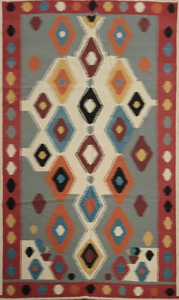 Modern Artistic Wool Kilim Area Rug 7x10