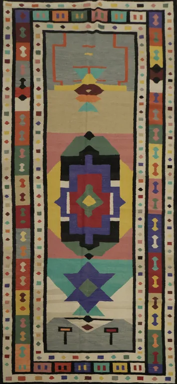 Tribal Wool Kilim Turkish Large Rug 6x15