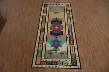 Tribal Wool Kilim Turkish Large Rug 6x15