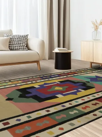 Tribal Wool Kilim Turkish Large Rug 6x15