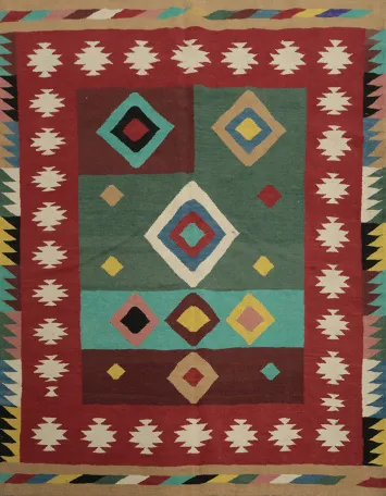 Geometric Elegance: Craftsmanship Kilim Area Rug 6x6