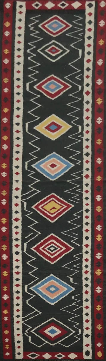 Geometric Kilim Turkish Runner Rug 3x15