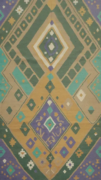 Colorful Symmetrical Diamond Shape Kilim Area Rug 5x9