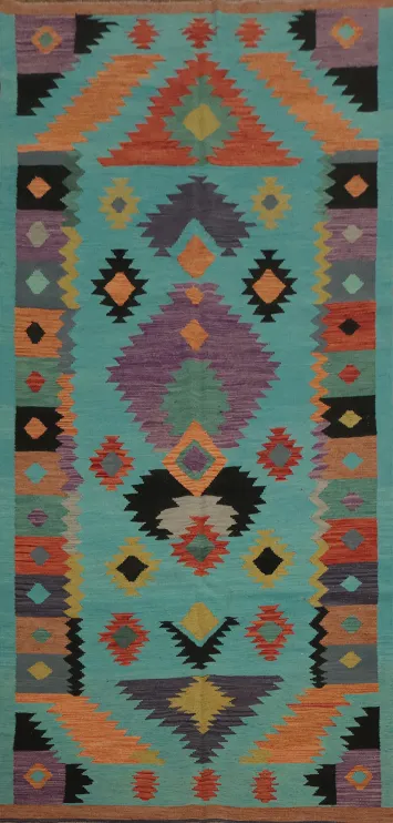 Vibrant Kilim Area Rug 5x12 for a Modern Boho Living Room