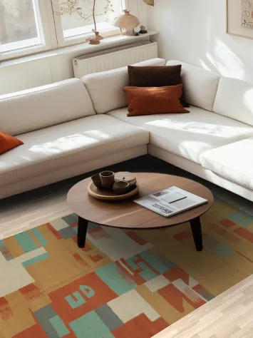 Handwoven Kilim Area Rug 5x10 with Natural Color Palette