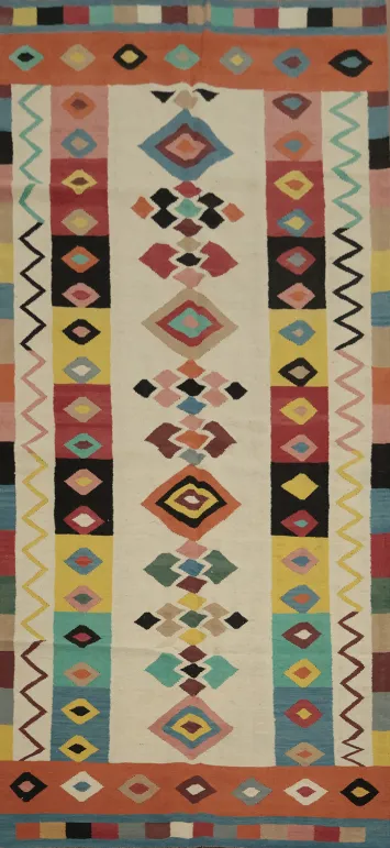 Geometric Kilim Turkish Area Rug 5x12