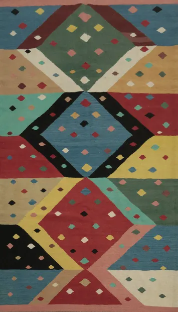Multicolor Geometric Modern Wool Kilim Area Rug 5x9