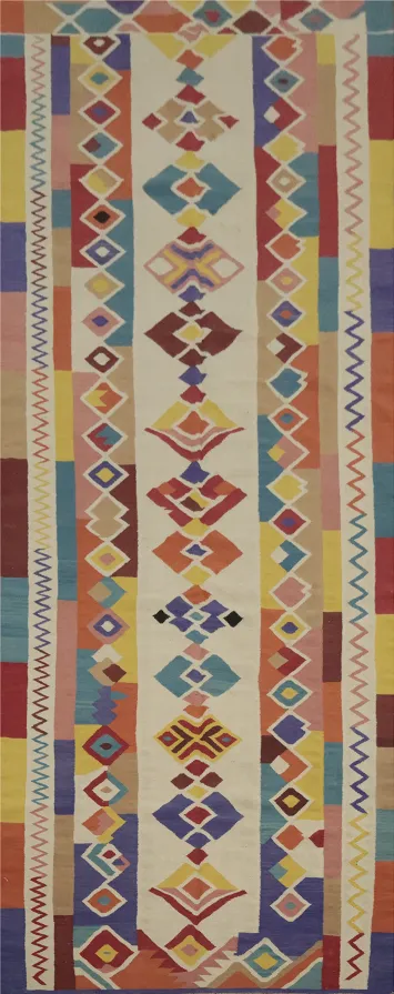 Geometric Kilim Turkish Runner Rug 5x18