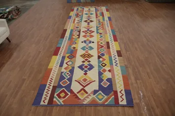 Geometric Kilim Turkish Runner Rug 5x18
