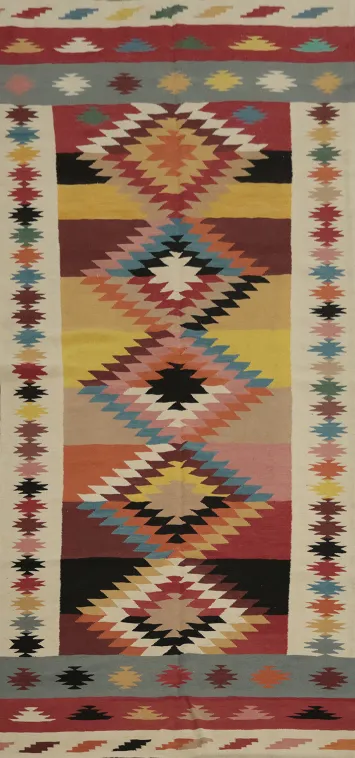 Colorful Southwestern-Inspired Kilim Area Rug 5x12