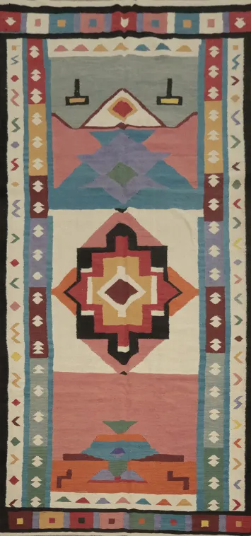 Geometric Kilim Turkish Area Rug 5x12