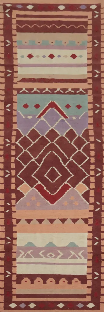 Geometric Kilim Handwoven Runner Rug 3x13