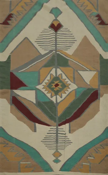 Modern Kilim Area Rug 6x9 with Desert Hues