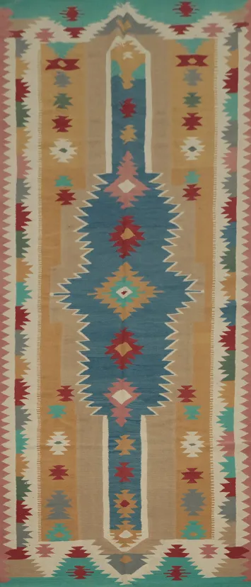 Geometric Kilim Turkish Runner Rug 5x15