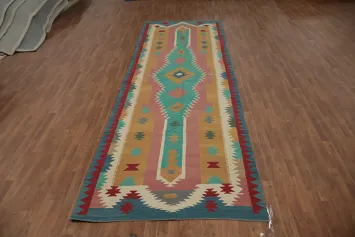 Handcrafted Kilim Runner Rug 5x15 in Bohemian Southwest Style