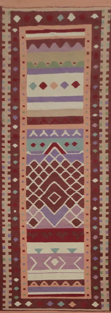 Handwoven Multicolor Kilim Runner Rug 3x13 with Unique Patterns