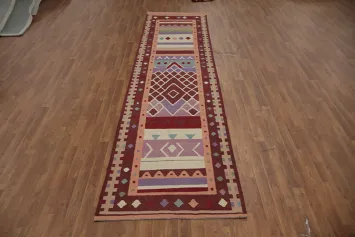 Handwoven Multicolor Kilim Runner Rug 3x13 with Unique Patterns