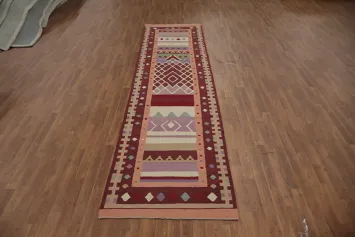 Geometric Kilim Turkish Runner Rug 3x13