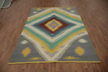Vibrant Southwestern Kilim Area Rug 7x10 for Living Rooms