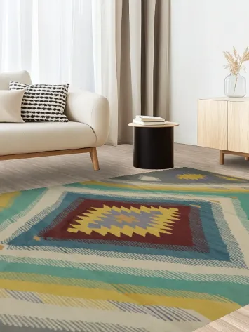Vibrant Southwestern Kilim Area Rug 7x10 for Living Rooms