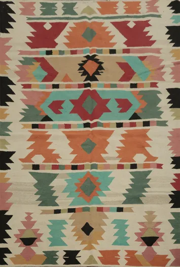 Geometric Kilim Turkish Area Rug 6x8