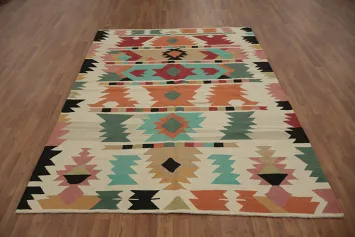 Geometric Kilim Turkish Area Rug 6x8