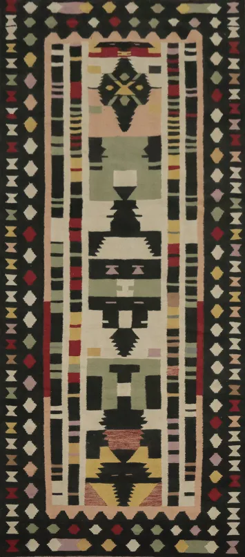 Geometric Kilim Turkish Runner Rug 4x12