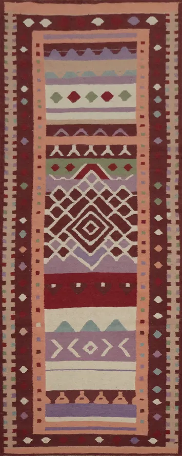 Beautifully Crafted Kilim Runner Rug 3x10 in Rich Tones