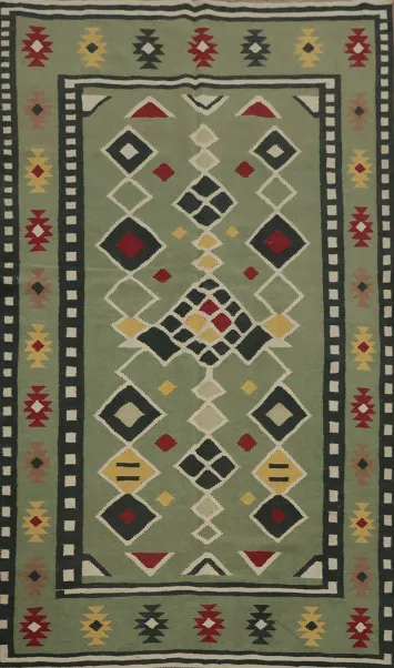Green Kilim Area Rug 5x8 to Accent Your Living Space Decor