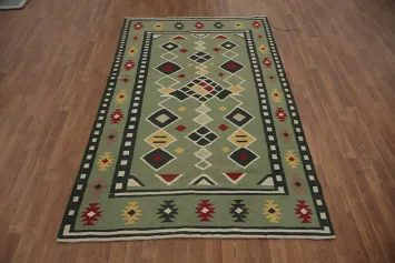 Green Kilim Area Rug 5x8 to Accent Your Living Space Decor