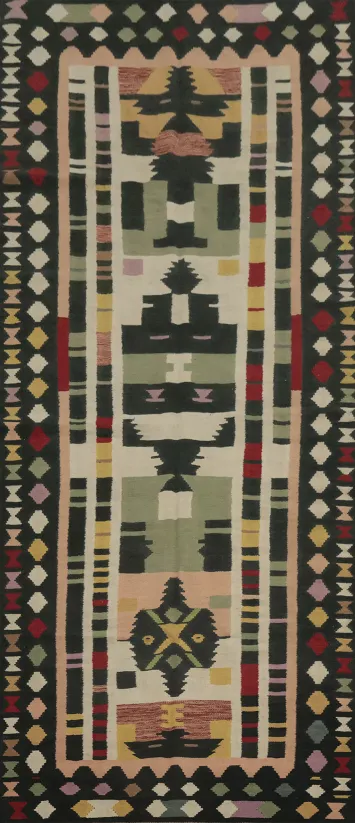 Bohemian Decor Multicolored Kilim Runner Rug 4x12