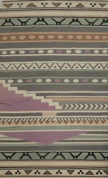 Striped Wool Gray Kilim Turkish Large Rug 12x18