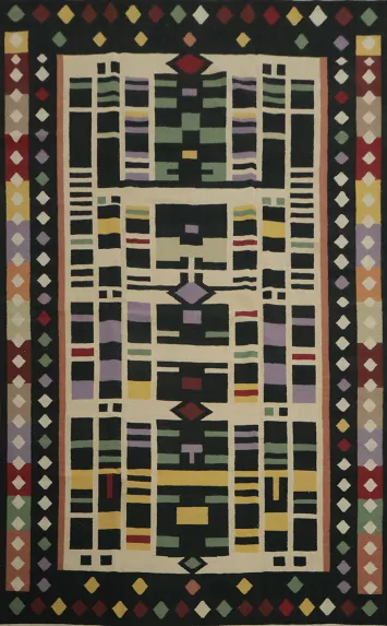 Vibrant Colors and Shapes Blend in Cozy Kilim Large Rug 9x14